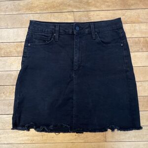 Just Black Denim Women’s Medium Mini Skirt Made In USA Stretch Frayed